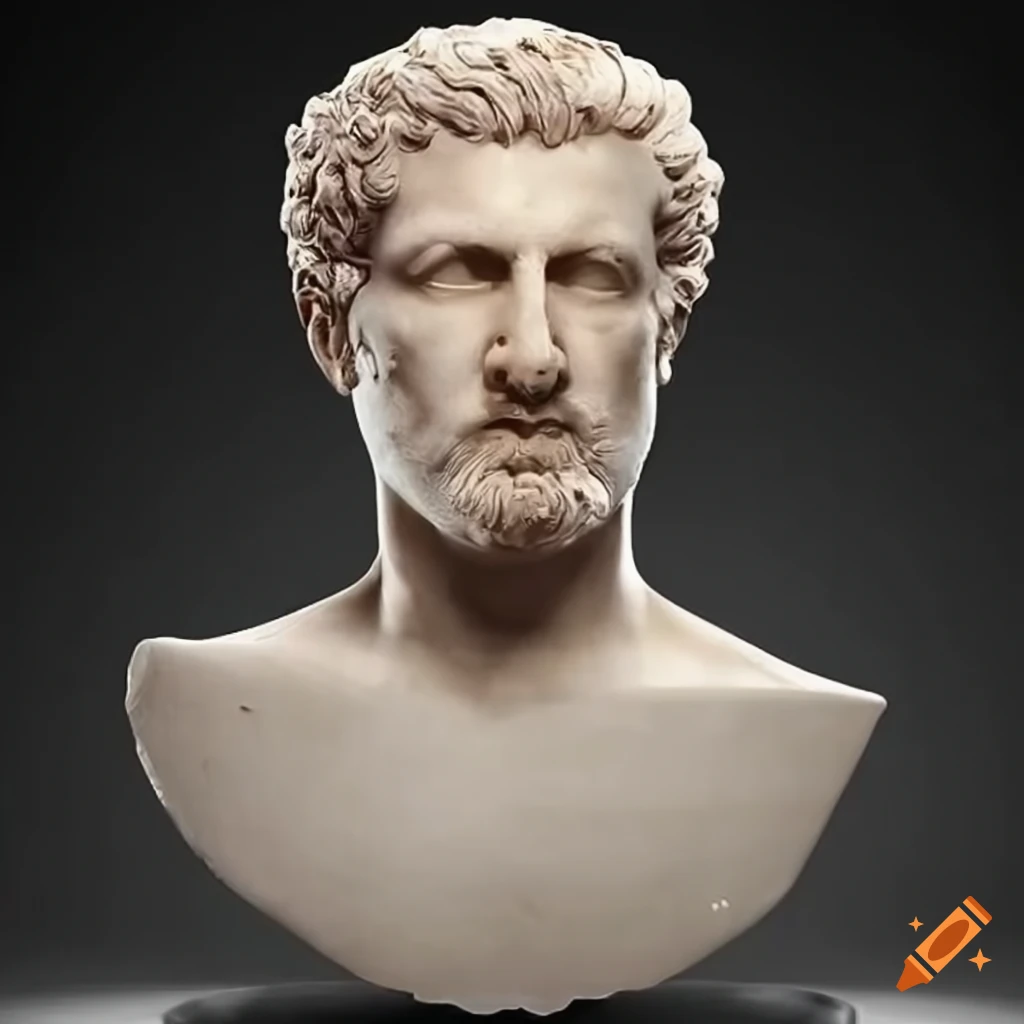Marble bust of a severe and mean-looking athenian legislator on