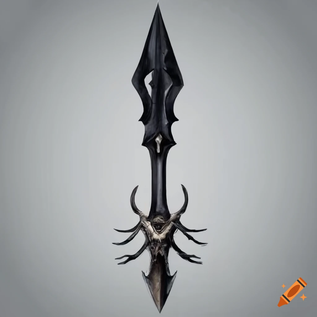 Black metal spear with glaive shape on white background on Craiyon