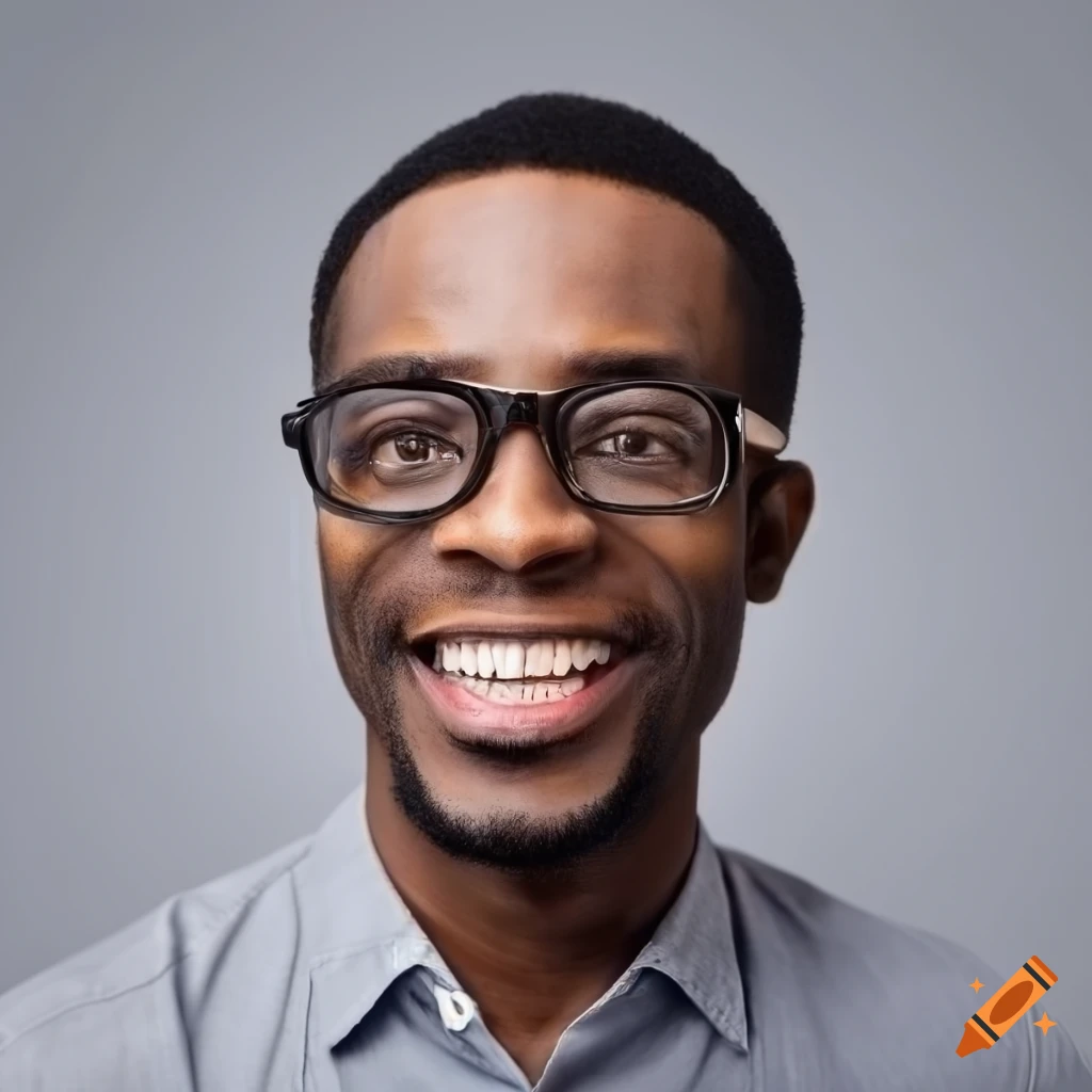 smiling-black-gentleman-with-glasses-on-light-gray-background-on-craiyon