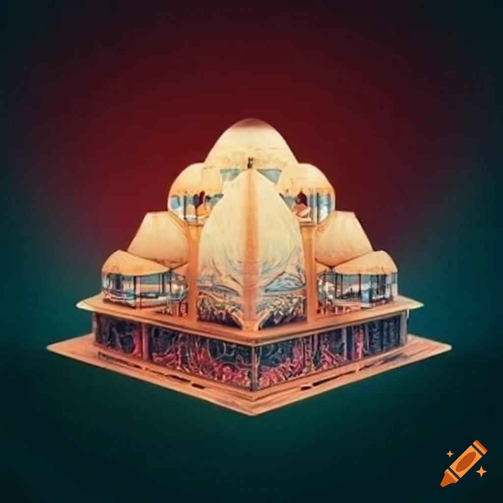 Exterior design of Iran's pavilion with Iranian carpets concept and glass view