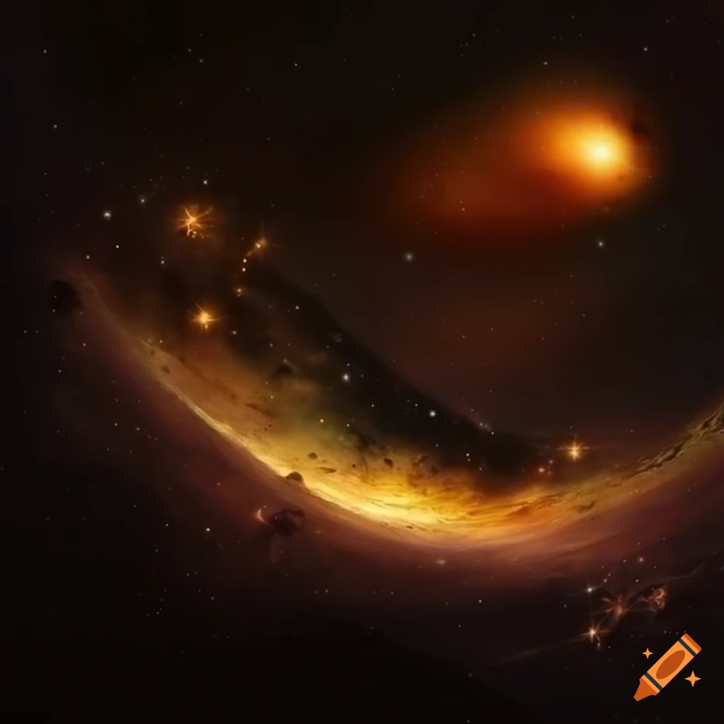 River of golden stars in space in a fantasy art