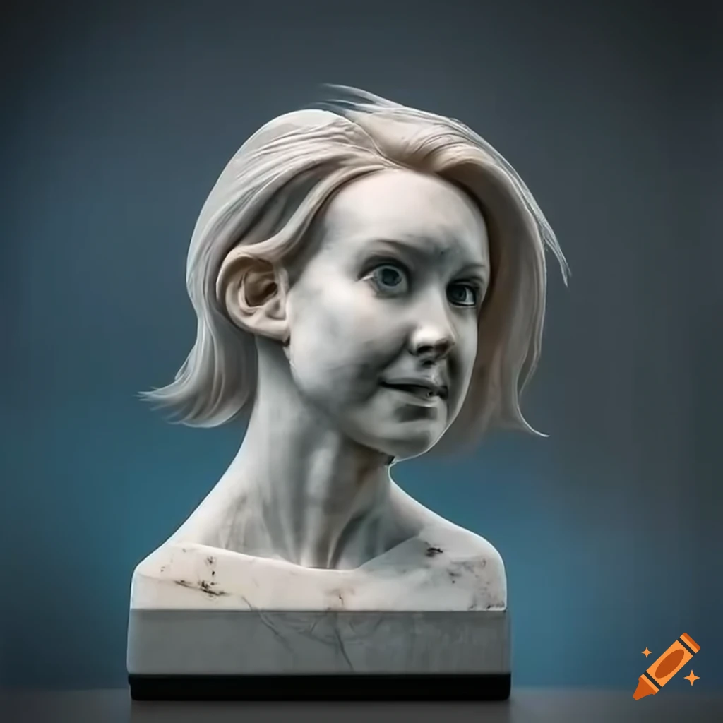 Biomechanical marble sculpture bust resembling elizabeth holmes on Craiyon