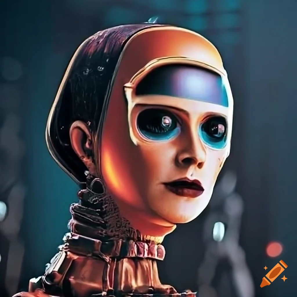 Futuristic scene depicting advanced technology and integrated robots in Futuristic scene depicting advanced technology and integrated robots in