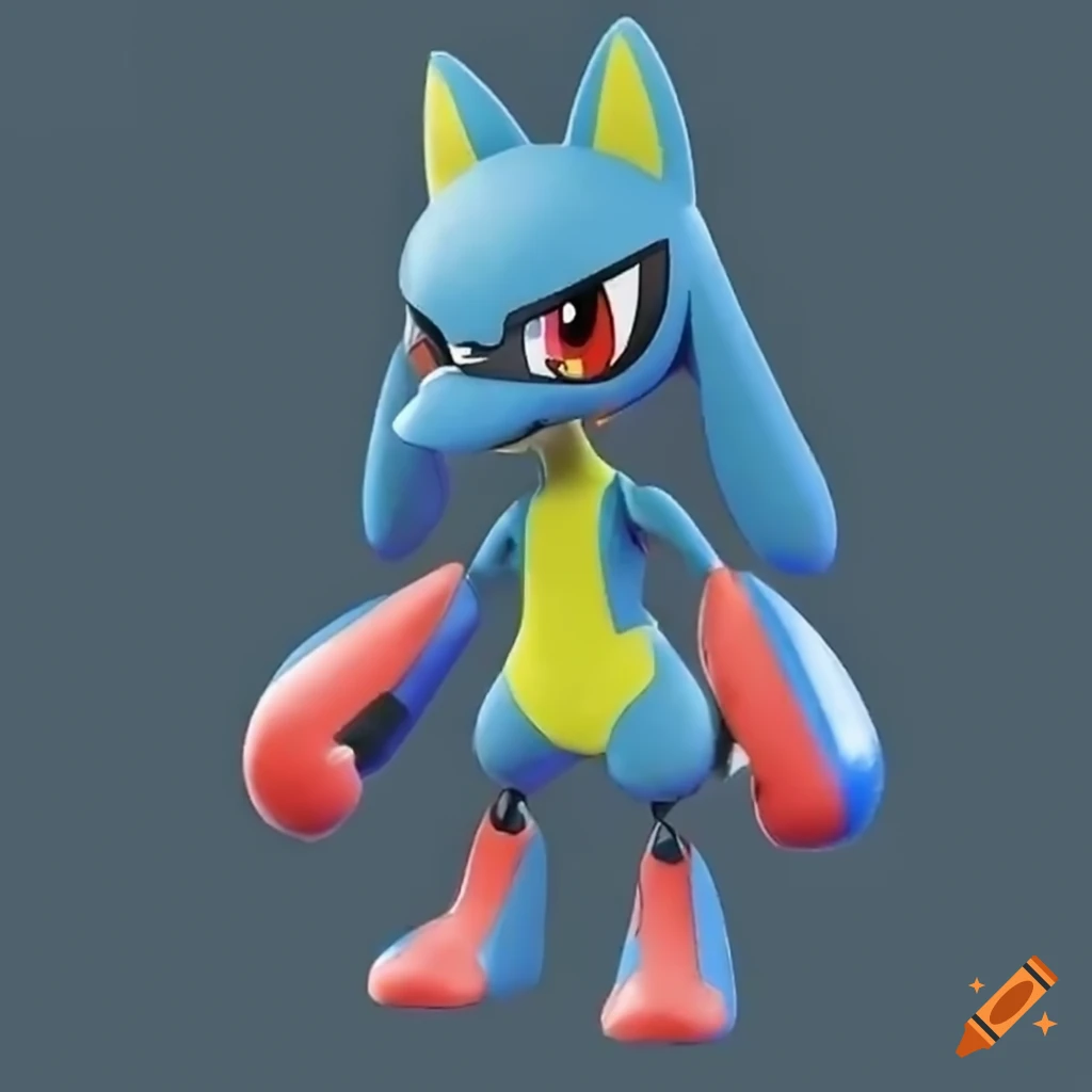 Riolu from Pokemon in yellow wrestling singlet with red boxing gloves ...