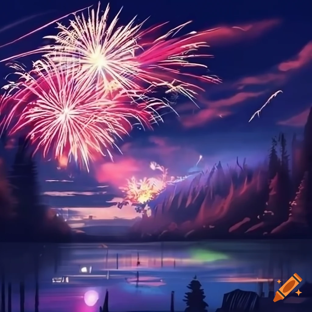 Mobile wallpaper: Anime, Sunset, Lantern, Fireworks, Festival, 1258631  download the picture for free.