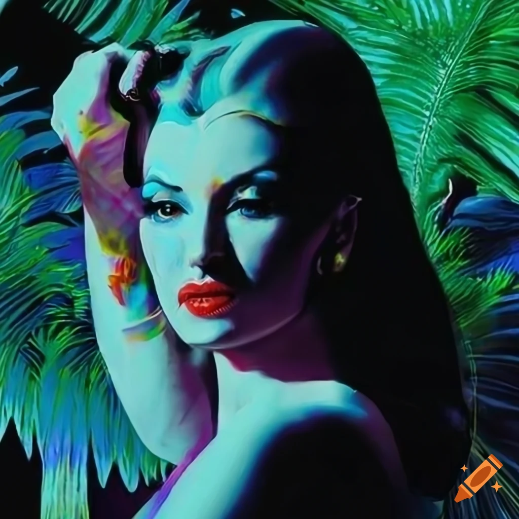 Vibrant tropical illustration with iridescent details from Noir graphic novel