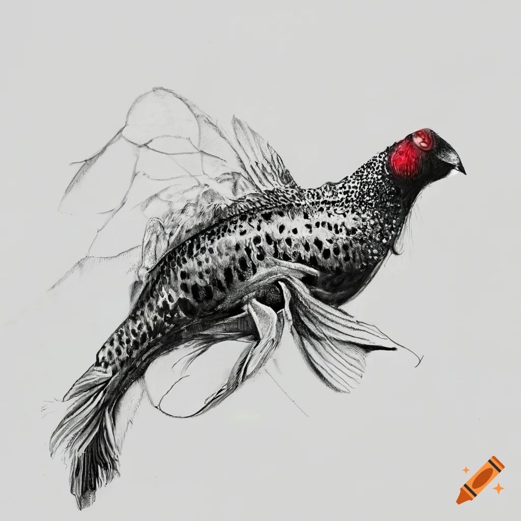 Hybrid mix of a fish and a capercaillie on Craiyon
