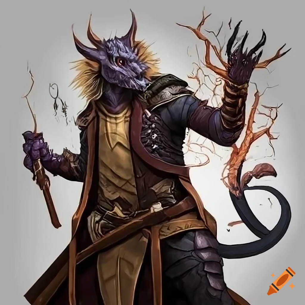 Wizard dragonborn character illustration on Craiyon