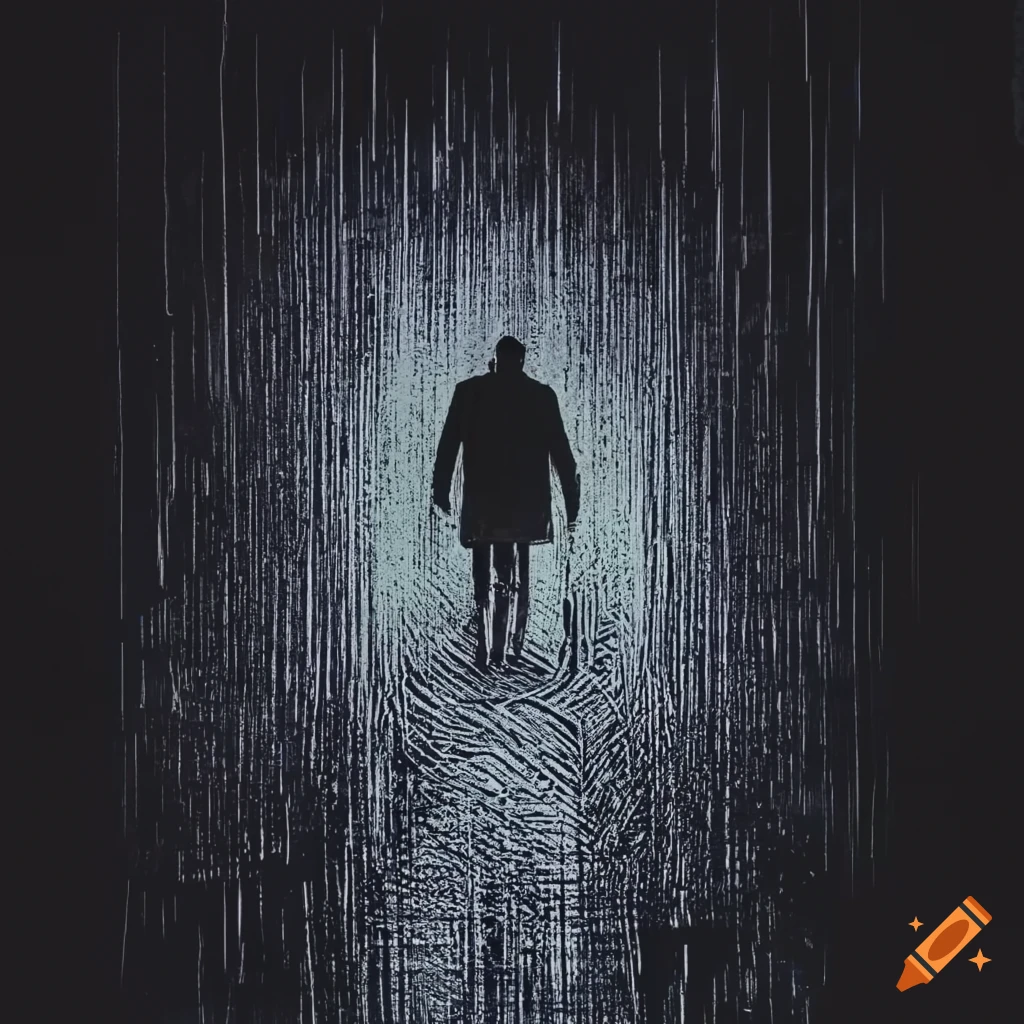 Music show poster with a lonely person walking in the rain