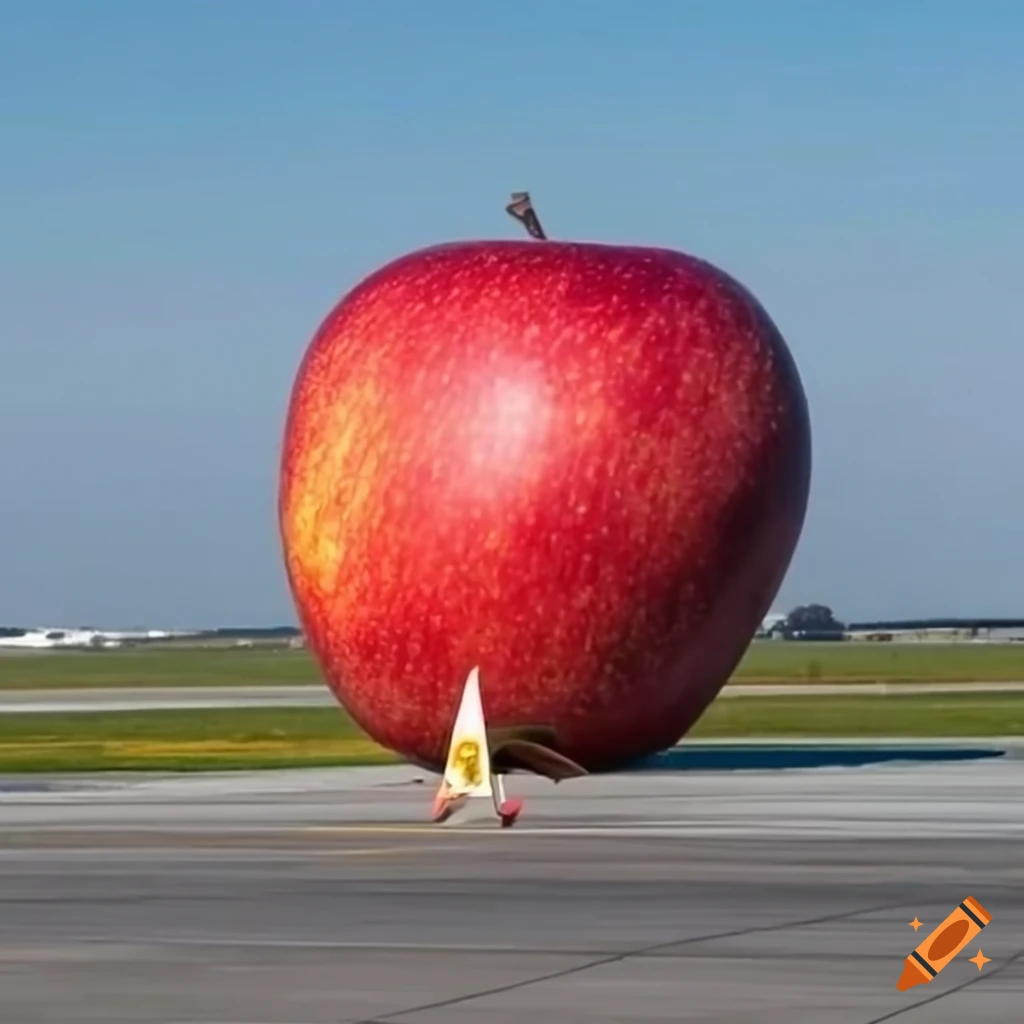 Giant apples on an airport runway