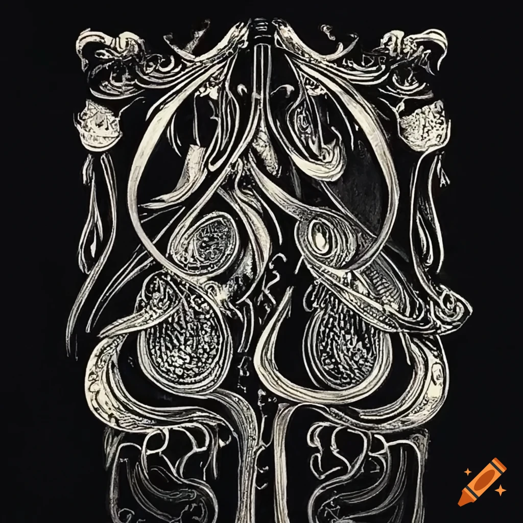 Art nouveau insignia with initials A.B., a cigar, and a harp