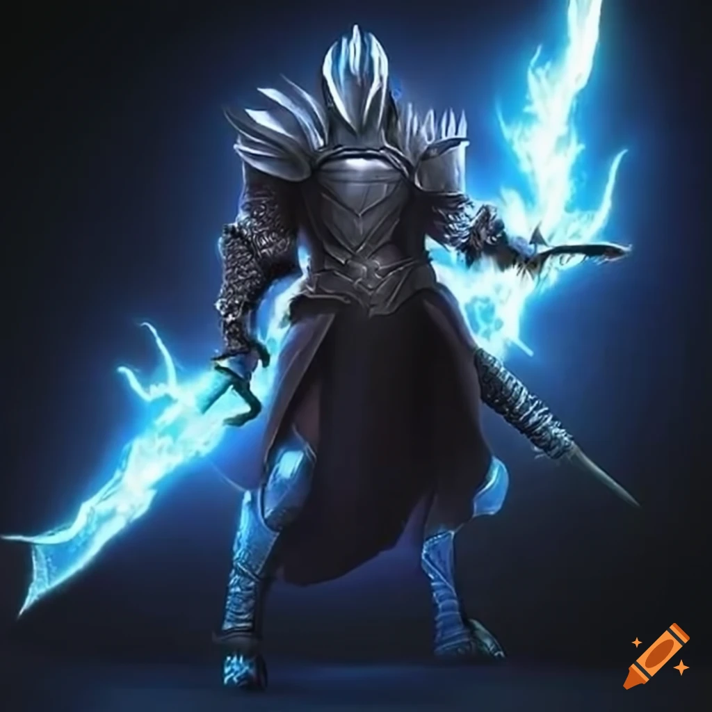 Dragon man knight with lightning on Craiyon