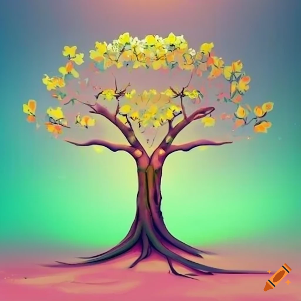 Illustration concept of a flourishing tree representing wellness ...