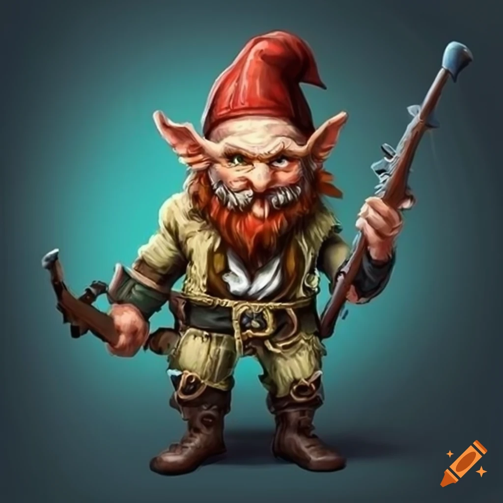 Fantasy gnome pirate crewmember with musket on Craiyon