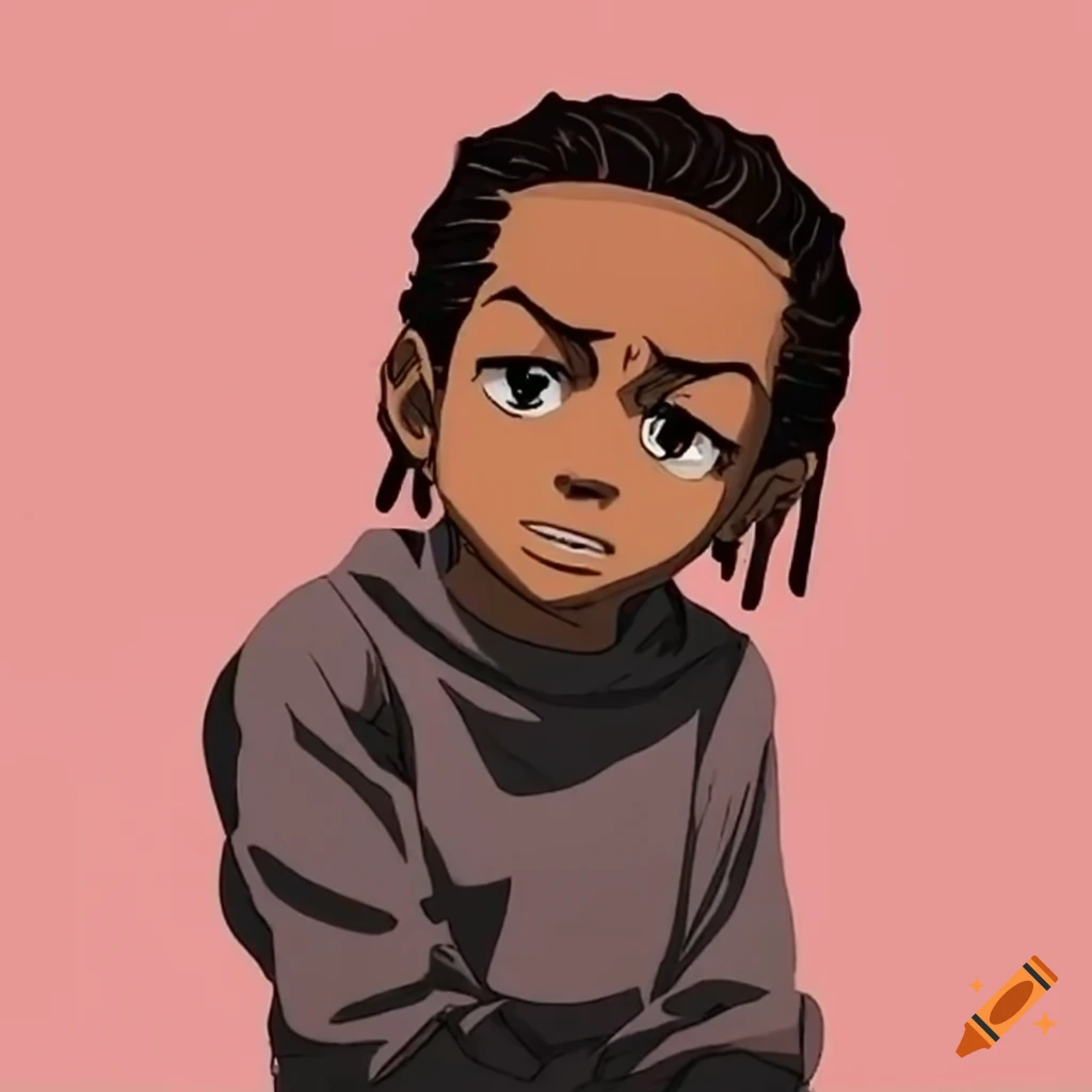 Rapper asleep in a boondocks style bedroom on Craiyon