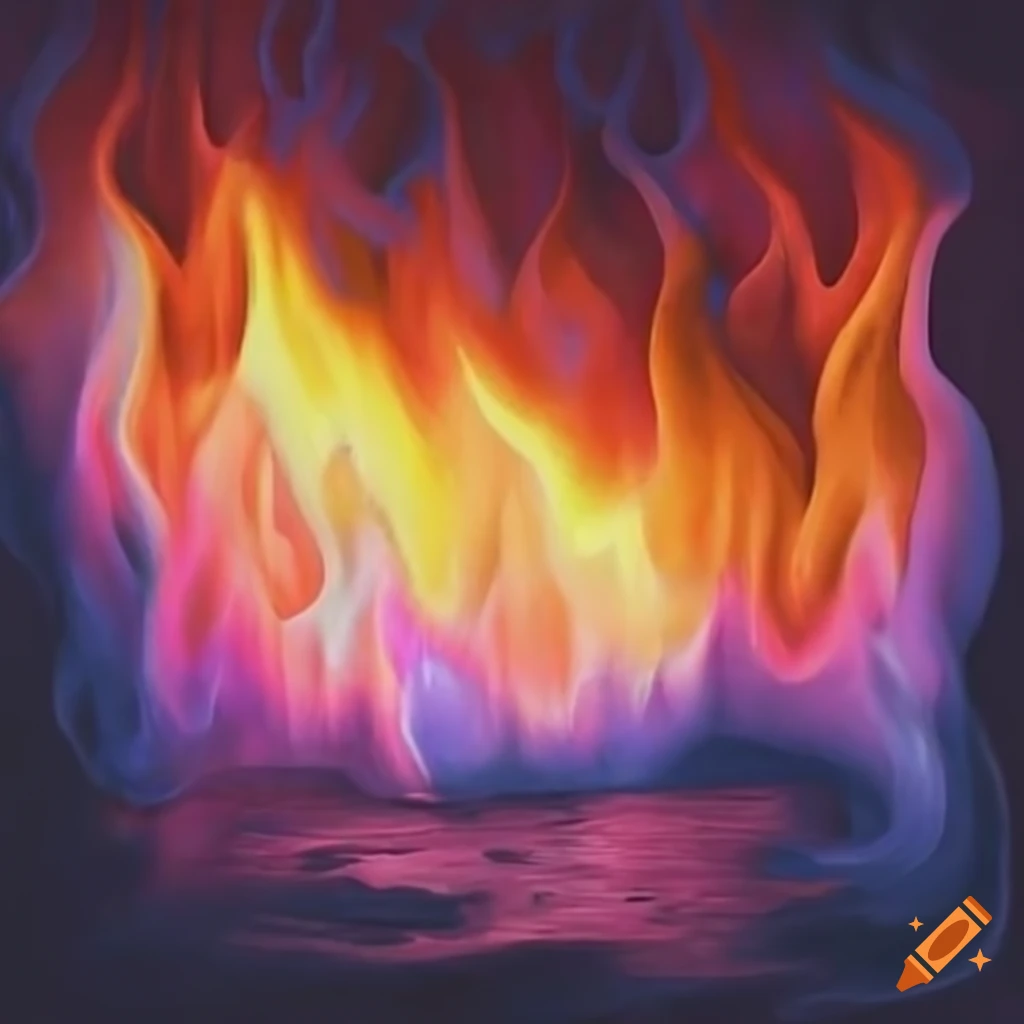 Fire wall magic depicted with pastel art