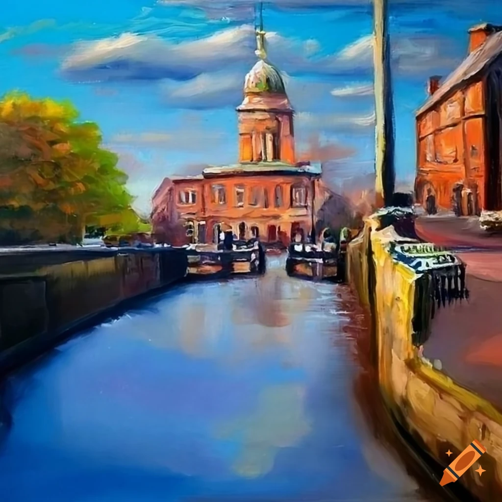 Beeston lock in nottingham uk in oil painting style on Craiyon