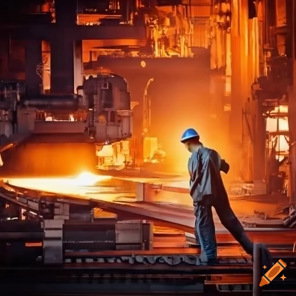 Steel production facility in full operation on Craiyon