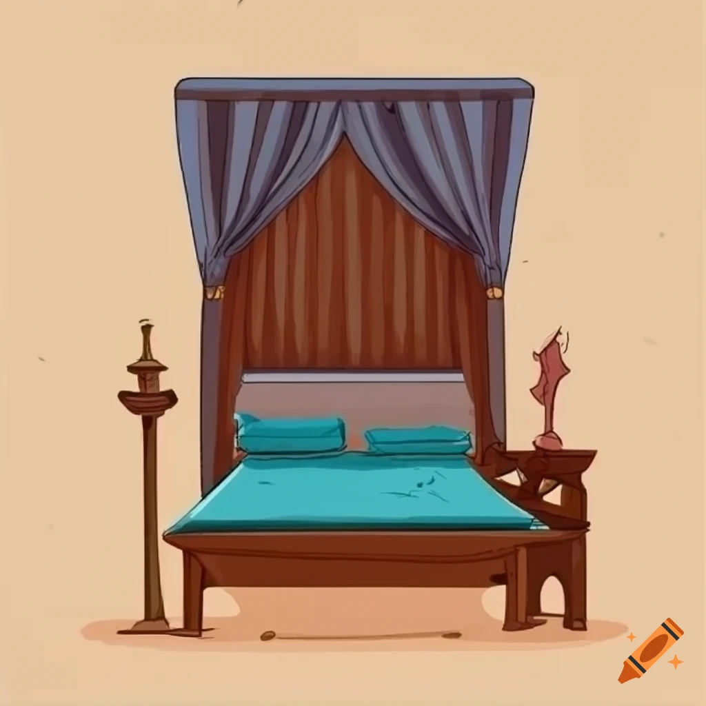 Cartoon medieval bedroom in side view on Craiyon