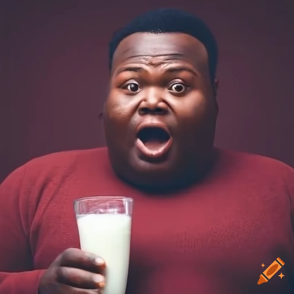 Surprised African Man With A Glass Of Milk On Craiyon