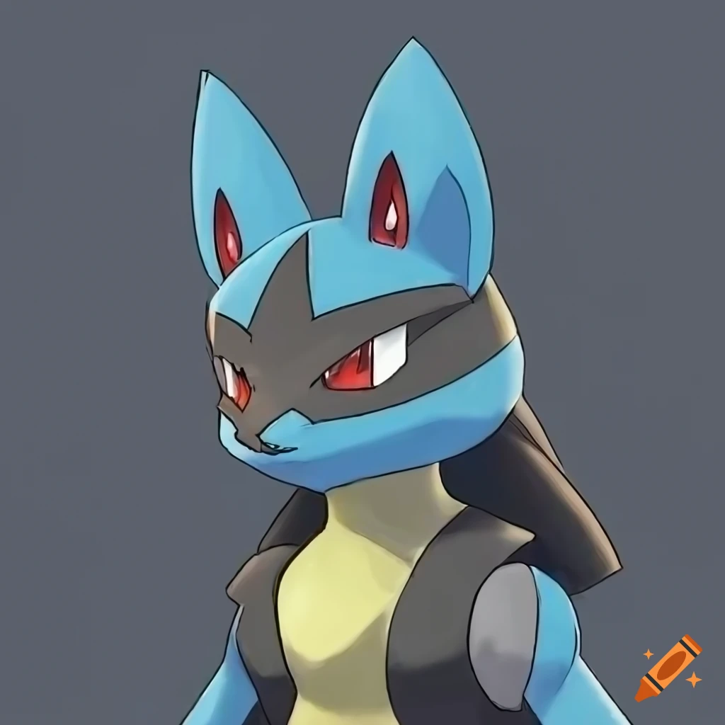 Portrait of the pokemon lucario on Craiyon