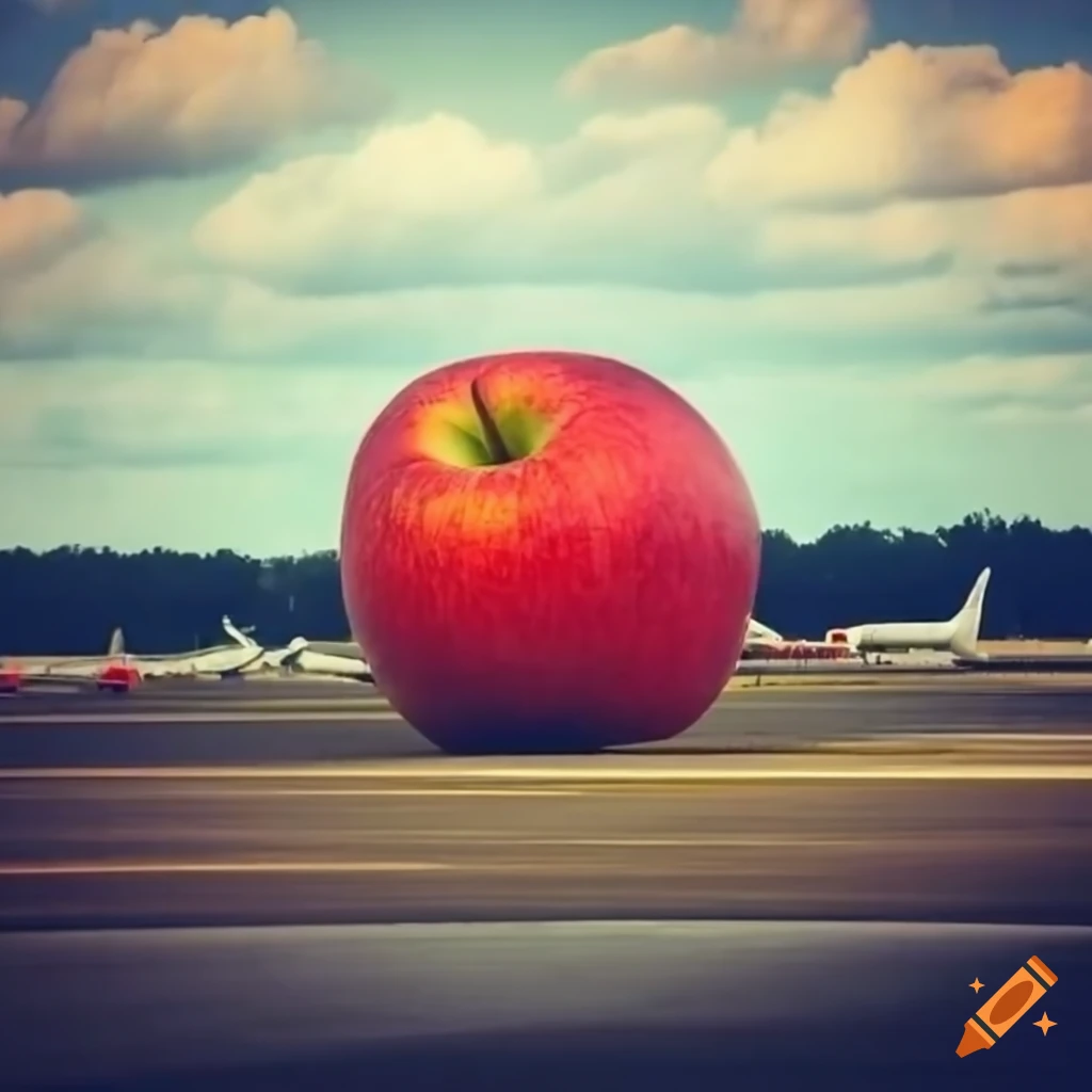 giant-apples-on-an-airport-runway-on-craiyon