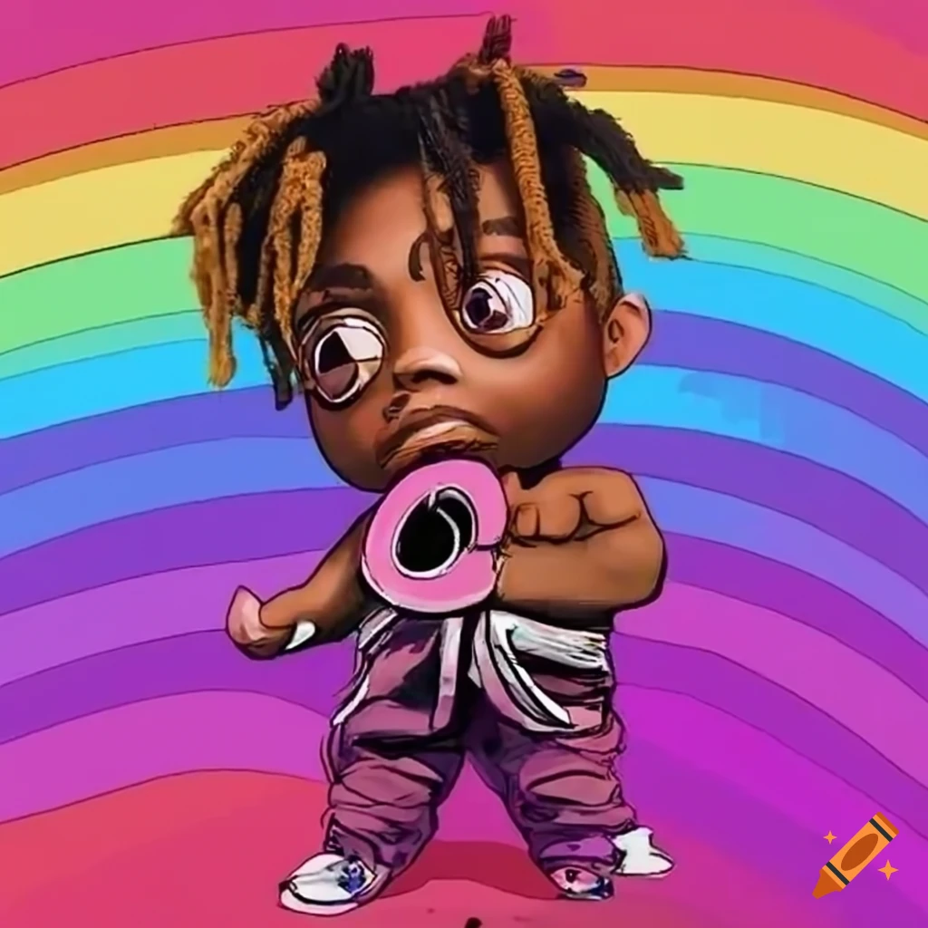Juice wrld on a rainbow on Craiyon