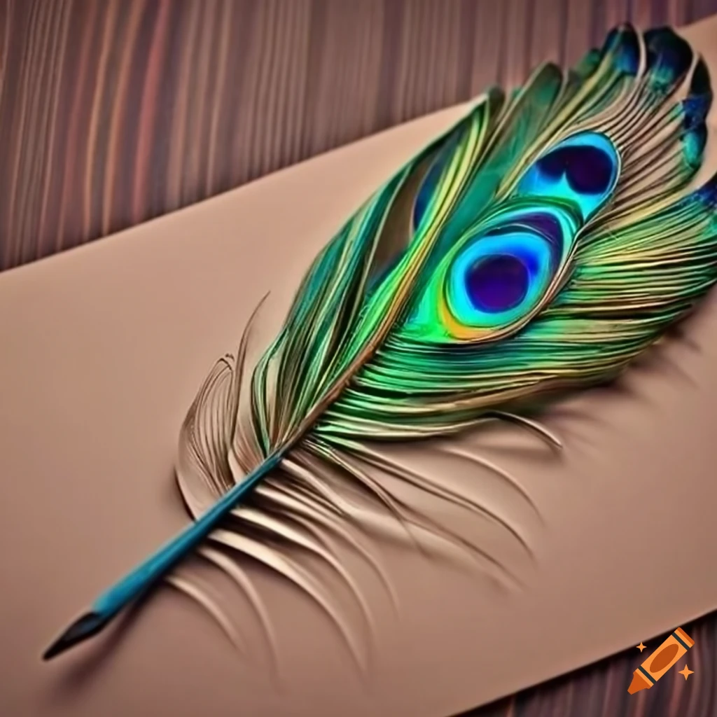 Peacock quill writing on paper on Craiyon