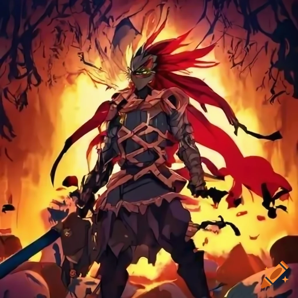 Epic battle of superpowered soldiers led by an energetic general in vivid anime style art