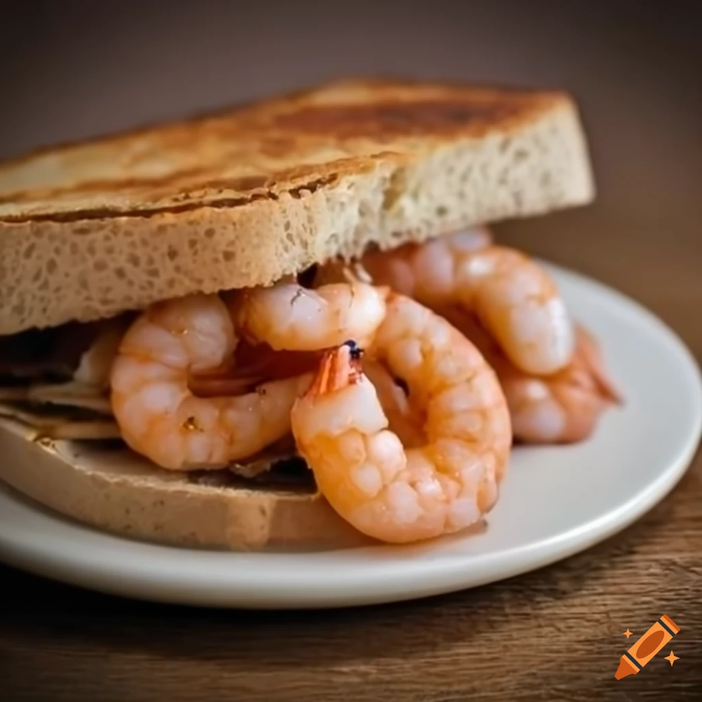 Toasted sandwich with shrimps