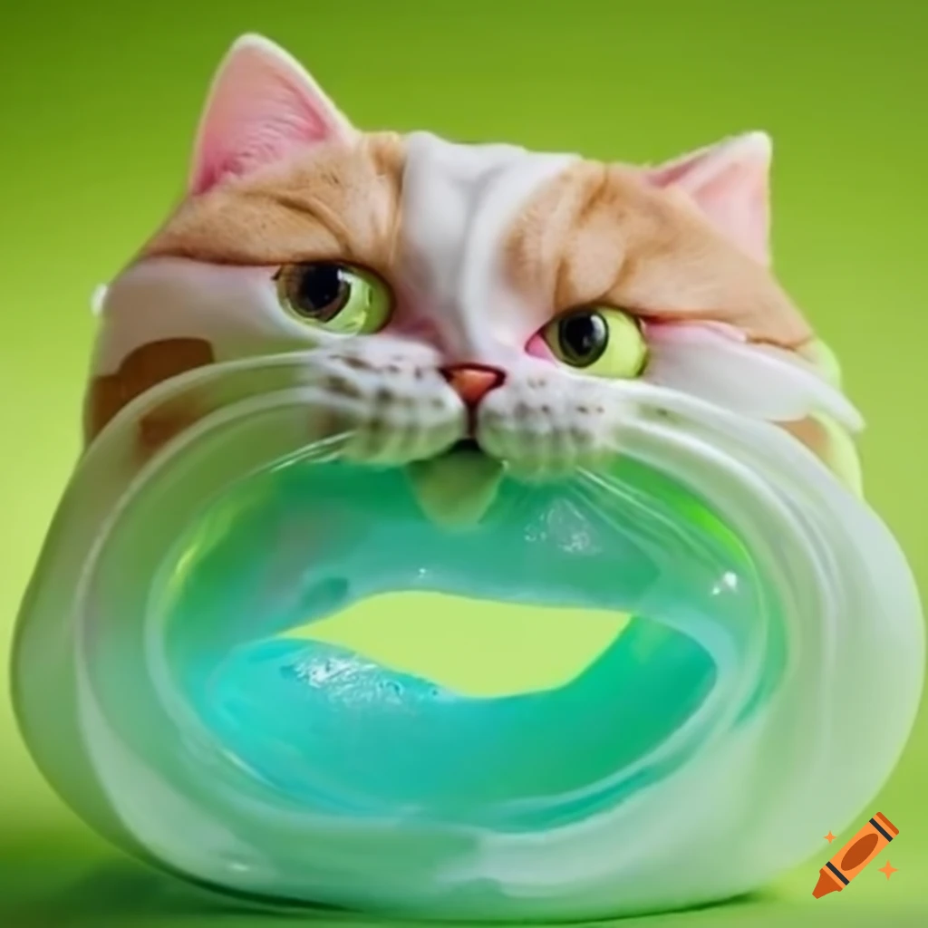 Artistic depiction of a cat made of slime on Craiyon