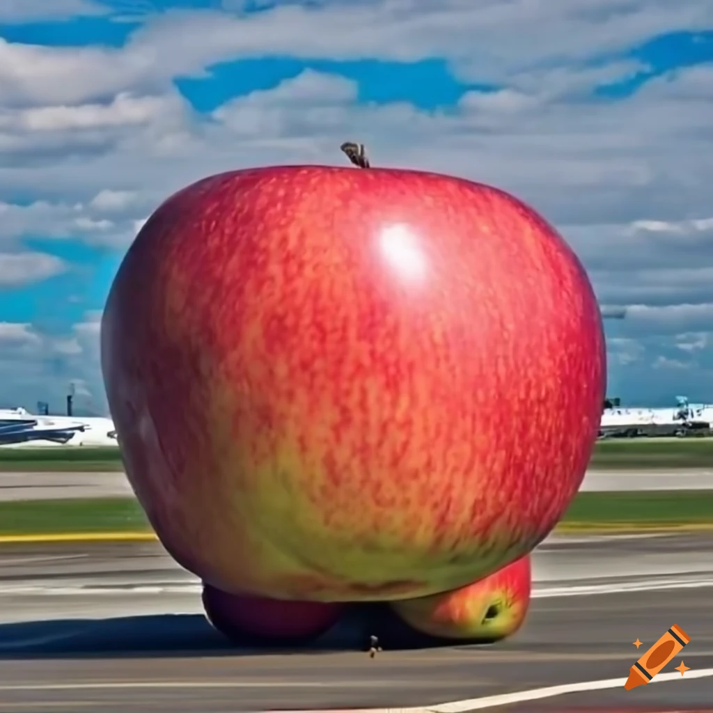 giant-apples-on-an-airport-runway-on-craiyon