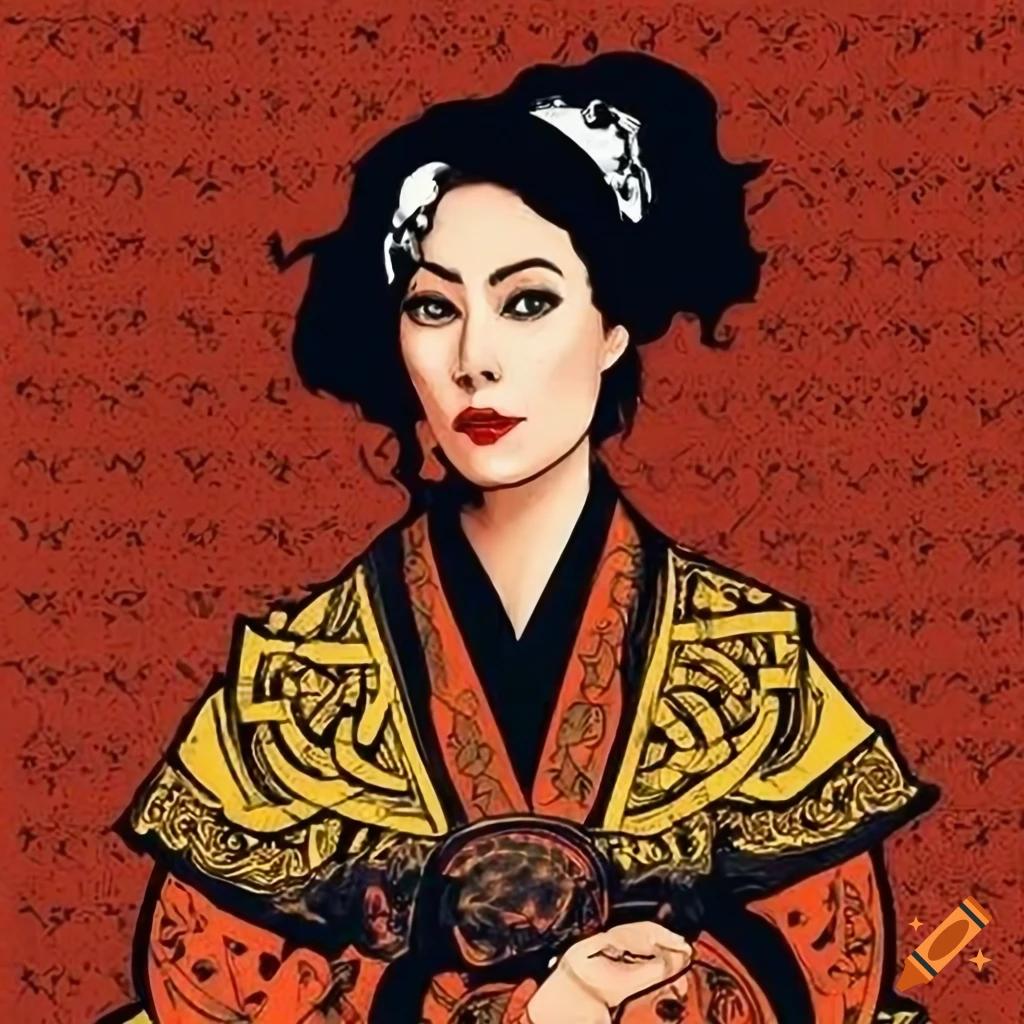 Beautiful woman in traditional clothing with corsican flag colors and