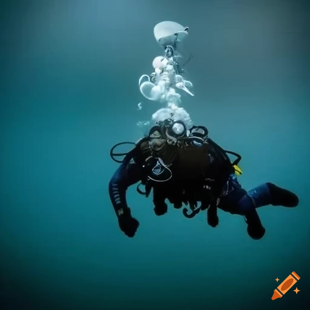 Technical diver in a winter lake