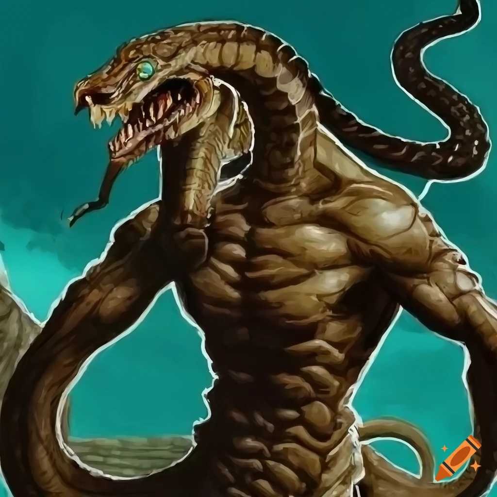 Pathfinder RPG illustration of a serpentman with human upper half and cobra's head