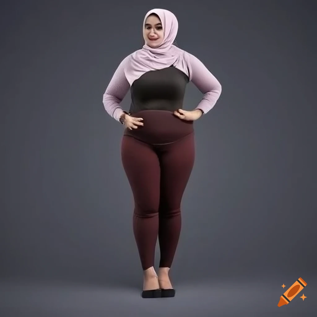 Stylish mature woman in hijab and tight pants on Craiyon