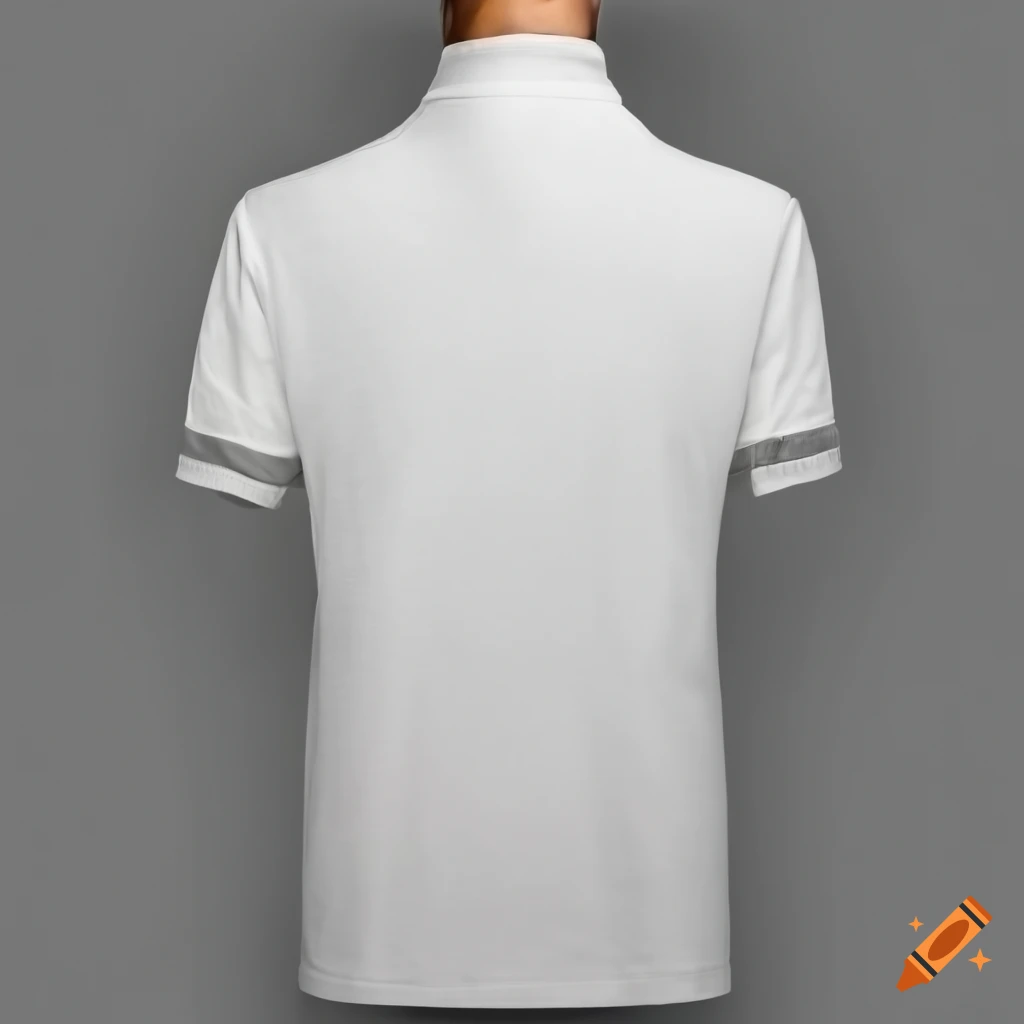 White polo shirt with grey sleeve lining on Craiyon