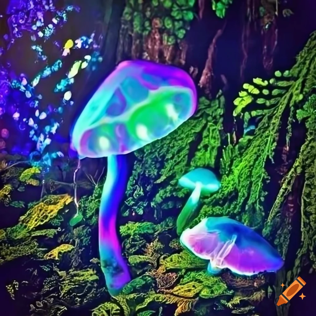 Enchanting fantasy forest with vibrant lights and animated plant life ...
