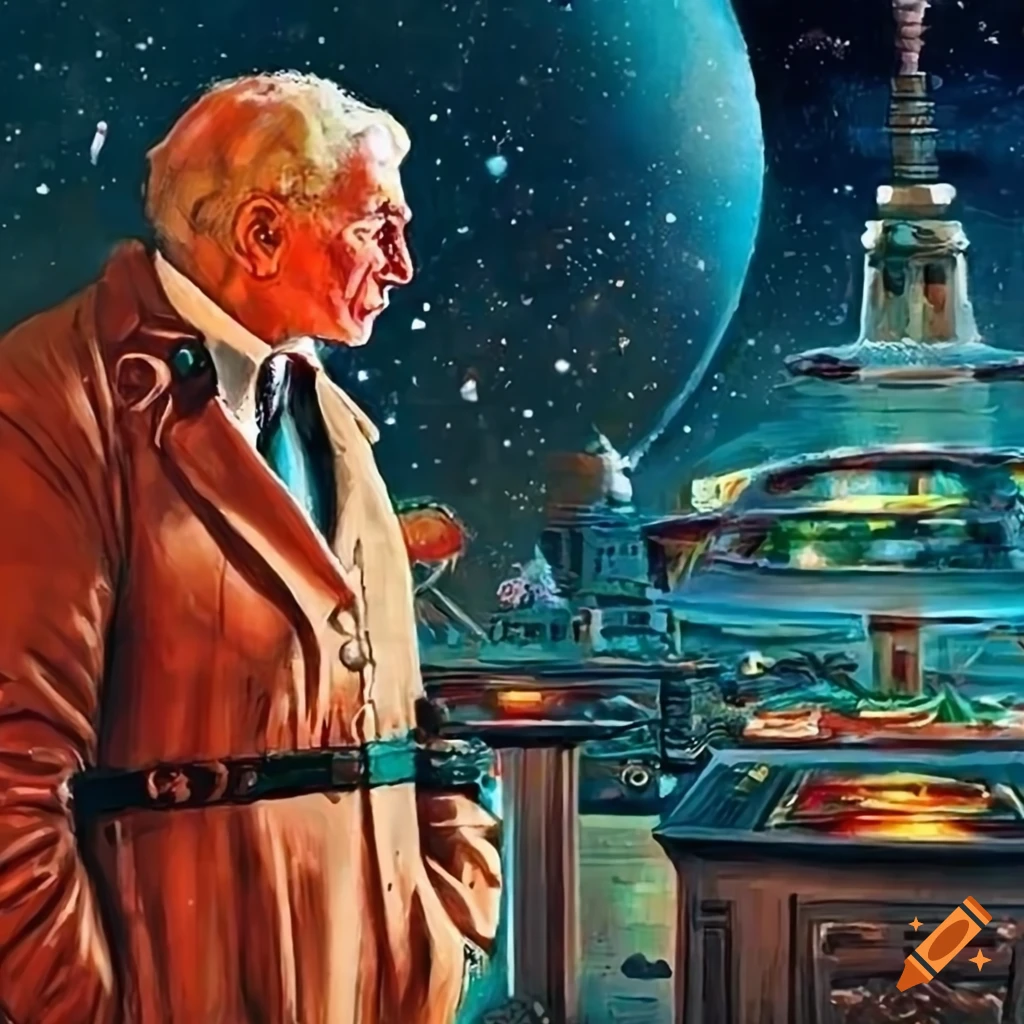 Futuristic surveillance state inspired by Norman Rockwell