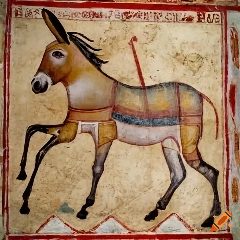Church fresco of a holy donkey without a rider