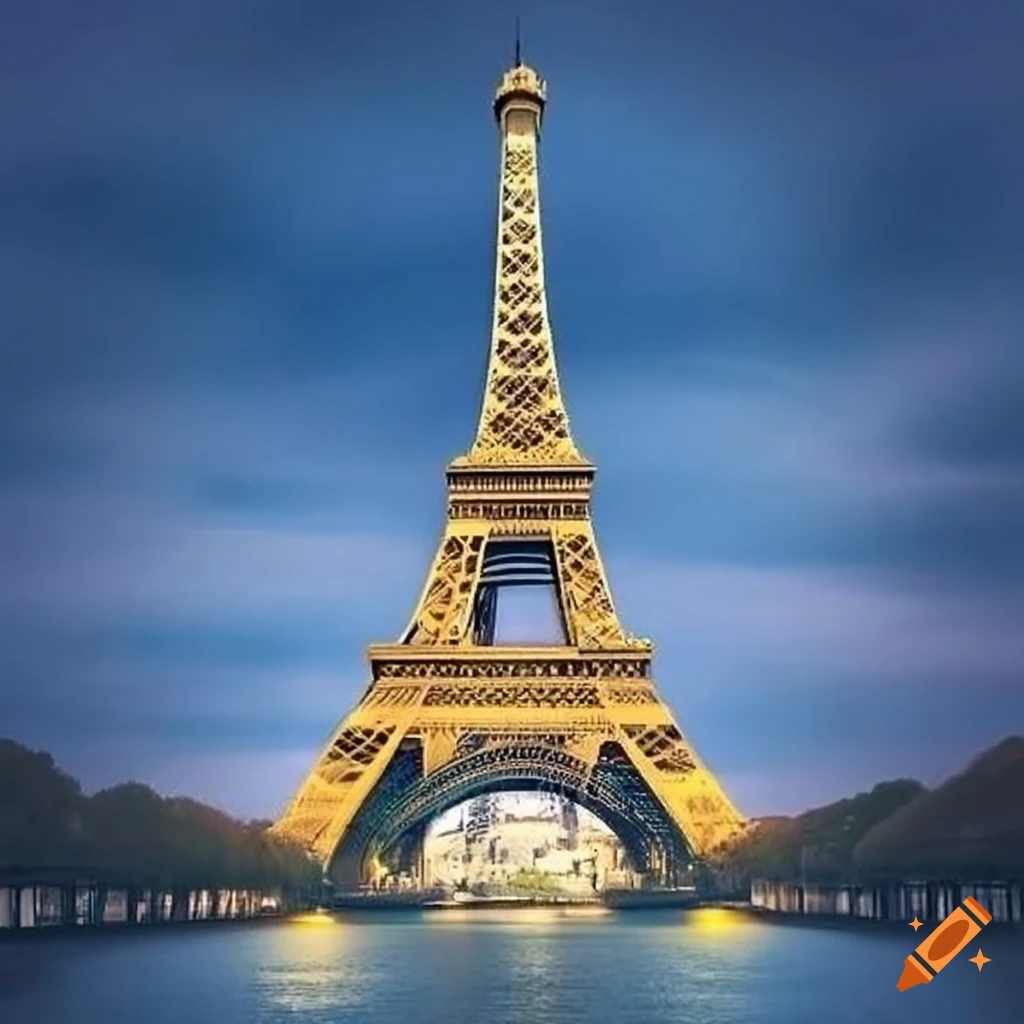Statue of Liberty with the Eiffel Tower in artistic interpretation