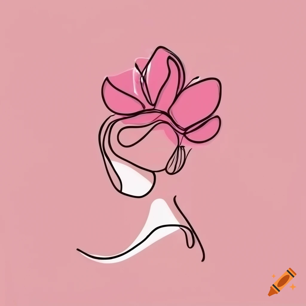 Massage logo with one line drawing of hands and back on pink background