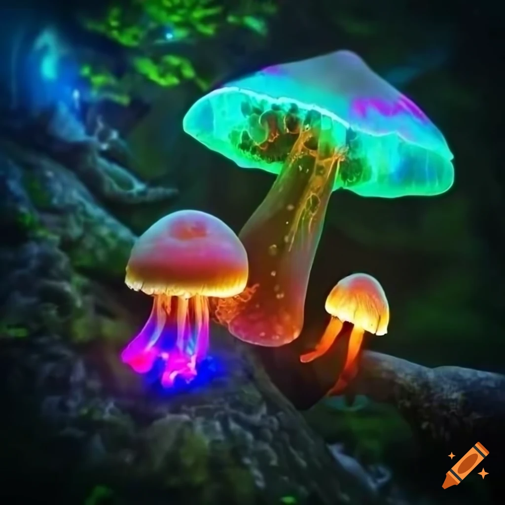 Fairy goddess forests and neon rainforests with vibrant lights and ...