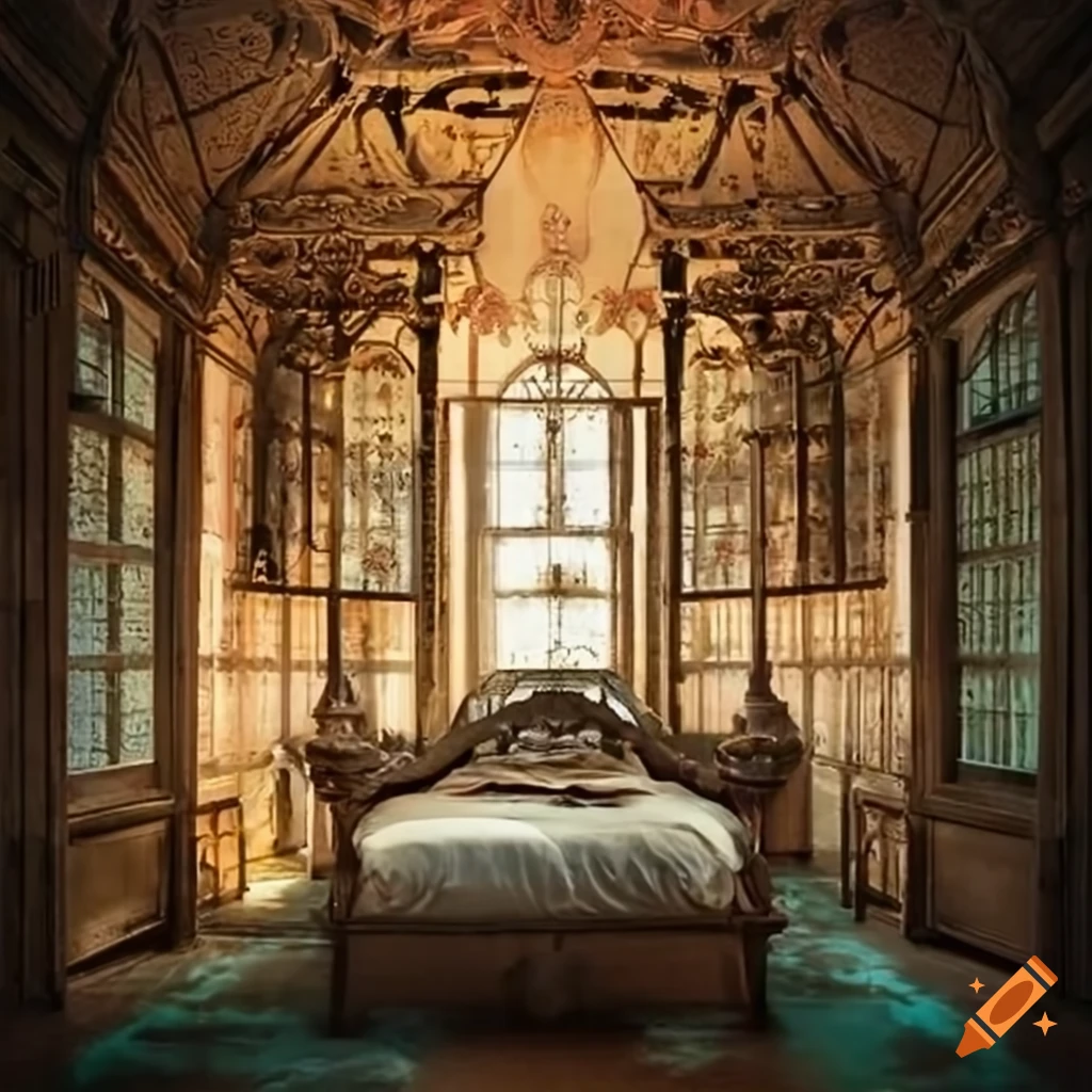 Ornate victorian greenhouse bedroom on Craiyon