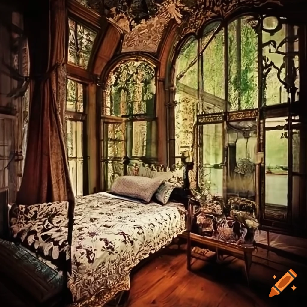 Ornate victorian greenhouse bedroom on Craiyon