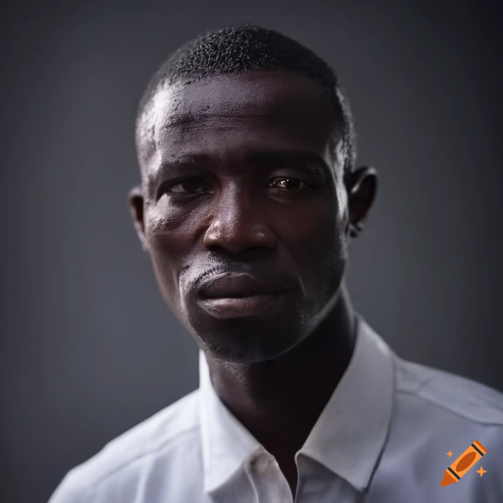Portrait of a Nigerian man with striking features in rainy weather