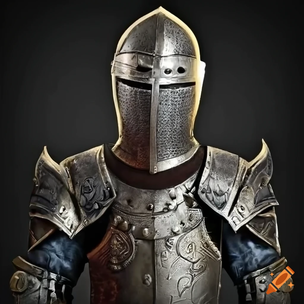 Photorealistic knight in Kingdoms of Amalur: Reckoning armor and unique helmet