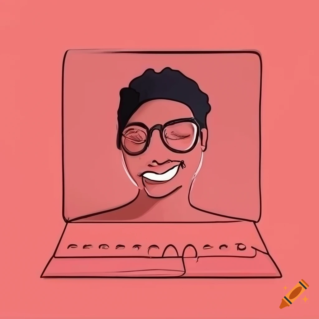 Minimal line drawing of a person using a computer on Craiyon