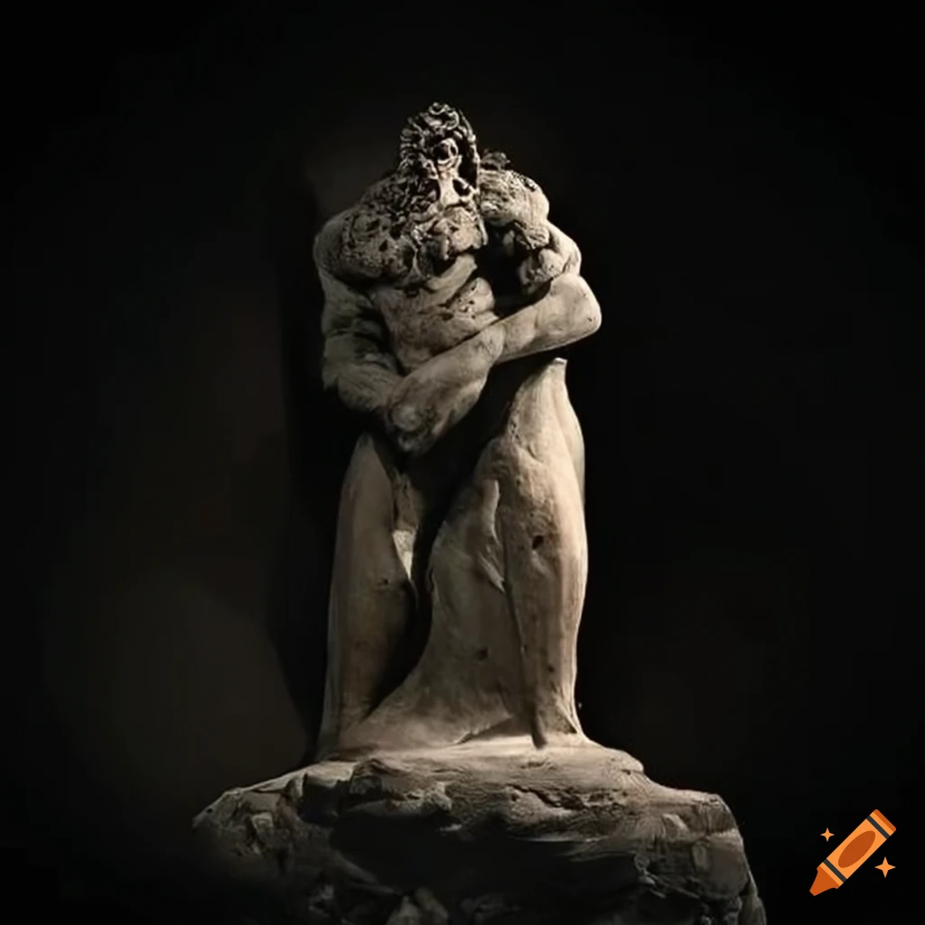 Stone statue coming to life in a dungeon on Craiyon