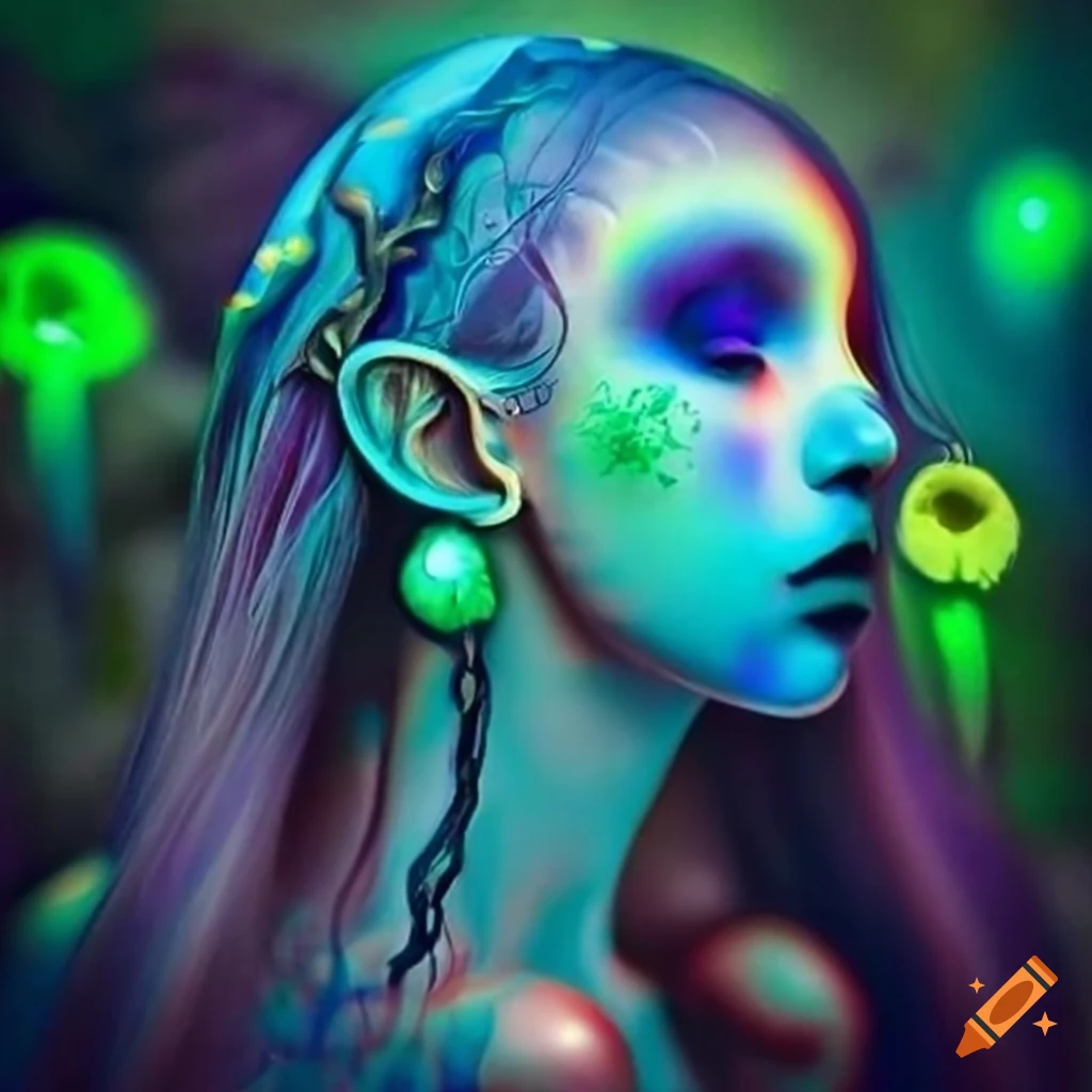 Fairy goddess forests and neon rainforests with vibrant lights and ...